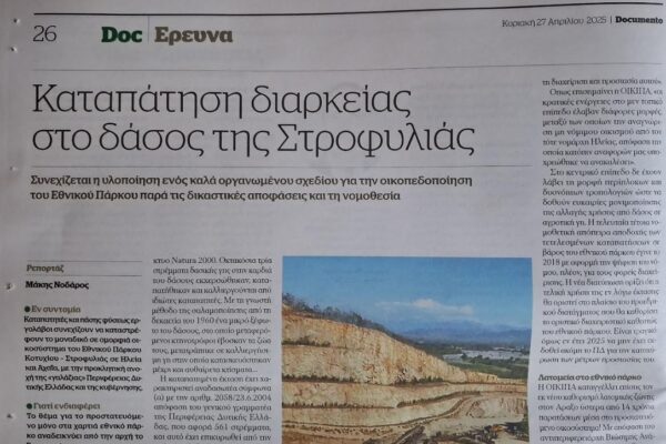 Καταπάτηση διαρκείας στο δάσος της Στροφυλιάς – Συνεχίζεται η υλοποίηση ενός καλά οργανωμένου σχεδίου.